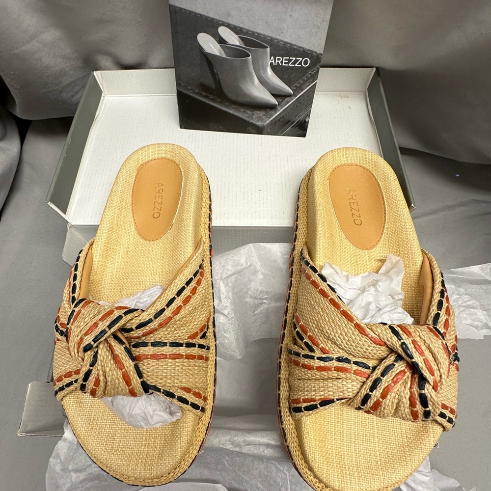 Arezzo Women's Beige Woven Mules